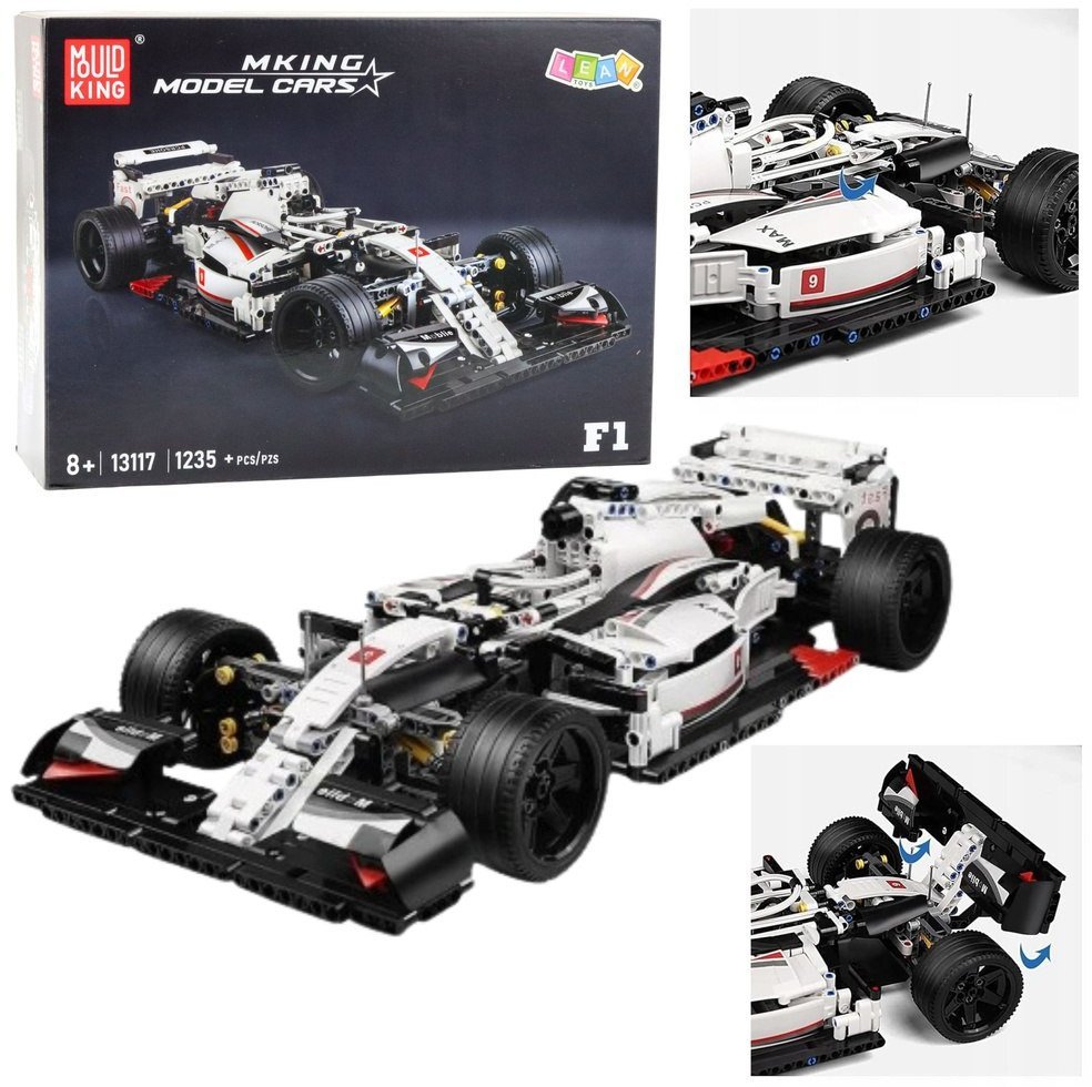 Klocki Konstrukcyjne Samochód Wyścigowy F1 Biało-Czerwony 1235 el. LEAN Toys