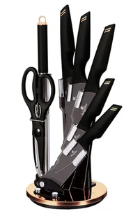 Czarny komplet 6 stalowych noży z ostrzalką i nożyczkami G1-N88 - Noże Czarny komplet 6 stalowych noży z ostrzalką i nożyczkami G1-N88 - Noże - miniaturka - grafika 1