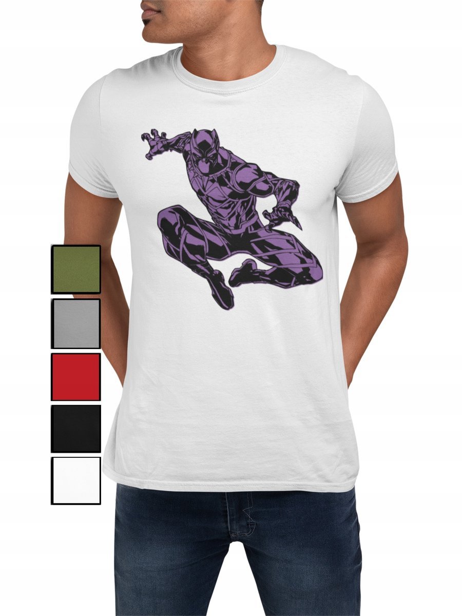 Koszulka T-Shirt Męska Z Nadrukiem Dc Marvel Czarna Pantera - S