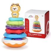 Grzechotki dla dzieci - Piramidka wieża interaktywna grzechotka nauka kształtów kolorów sorter - miniaturka - grafika 1