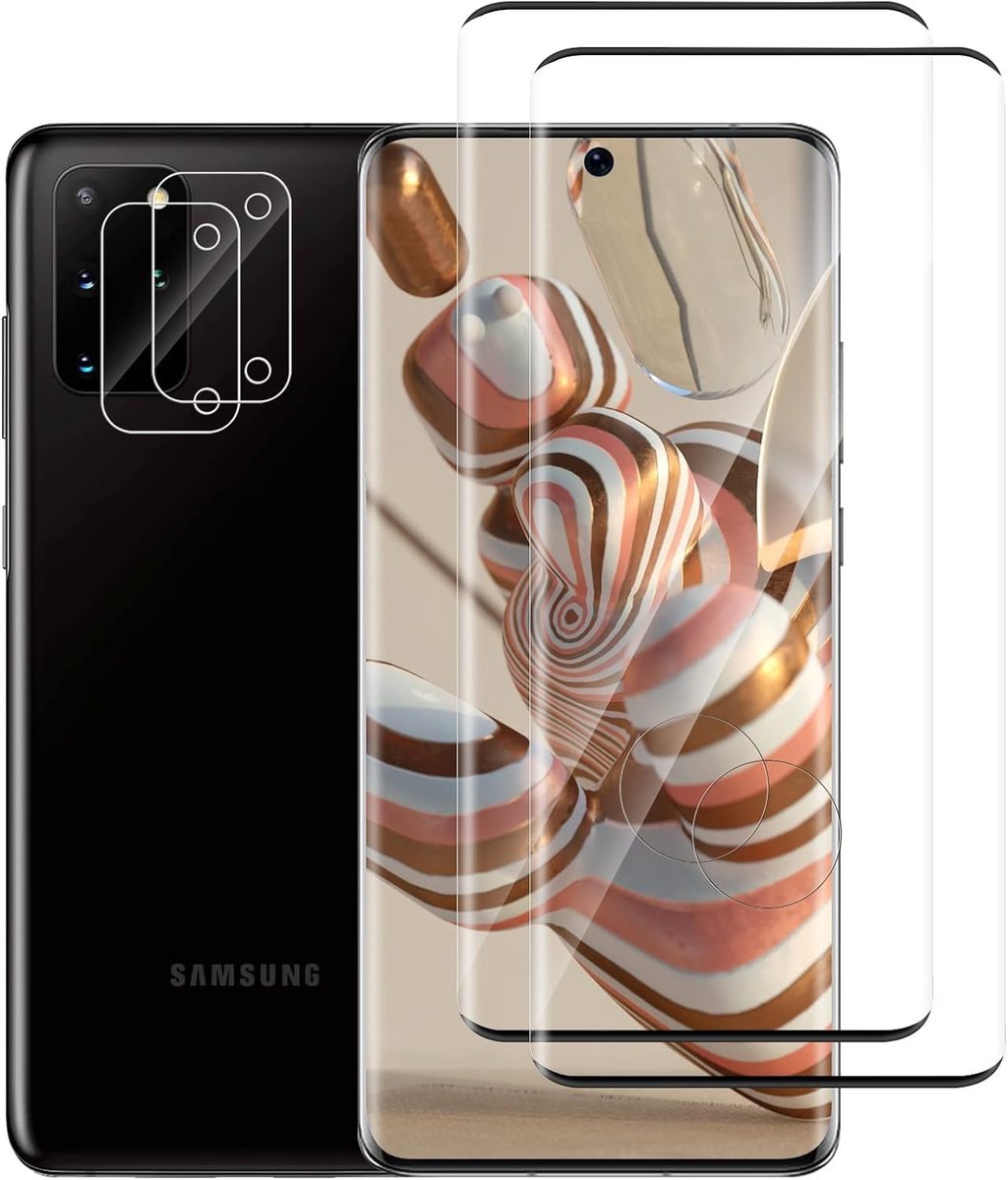 2X Szkło Hartowane 9H Samsung Galaxy S20 5G Czarna Ramka +2X Ochrona Aparat