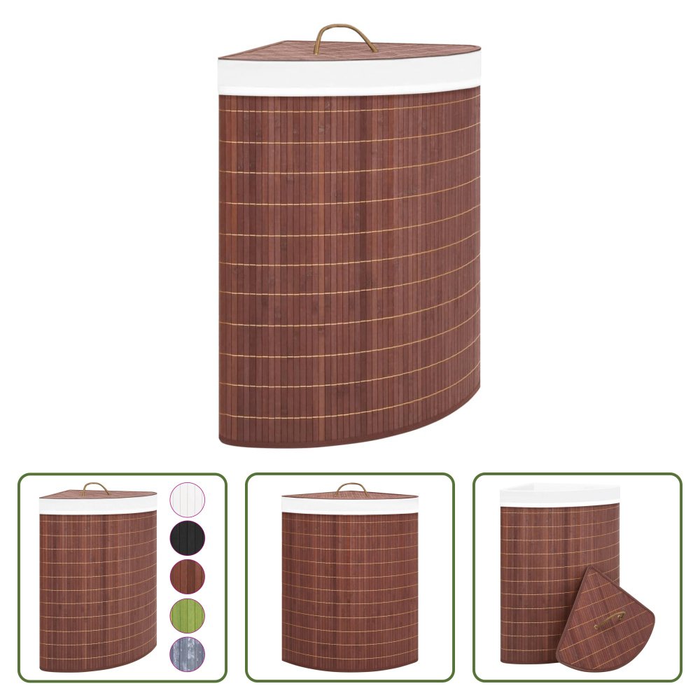 The Living Store Narożny kosz na pranie Bambus Brązowy 60 L