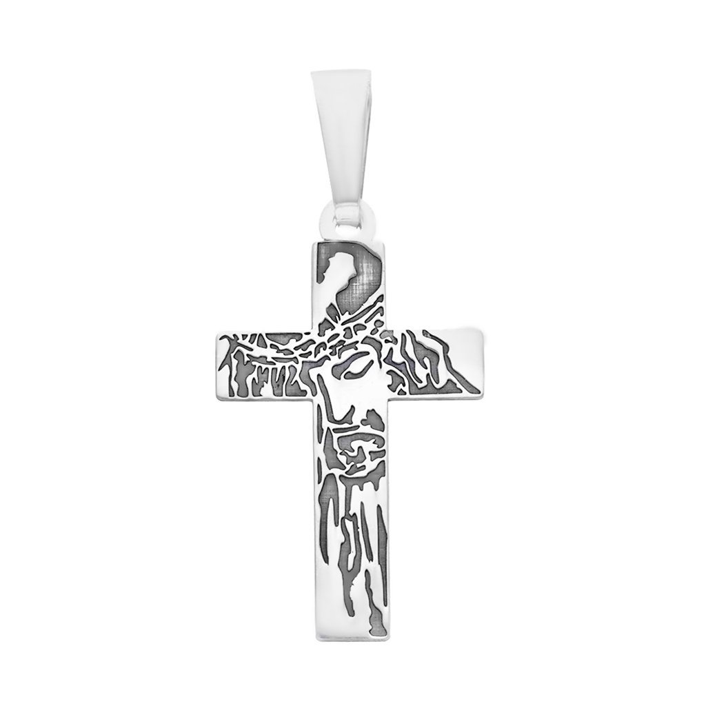 Krzyż srebrny Ag 925 grawerowany z Jezusem KC021RS
