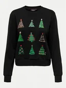 Bluzy damskie - ONLY Bluza Yda Xmas 15270956 Czarny Regular Fit - miniaturka - grafika 1