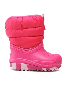 Crocs Śniegowce Classic Neo Puff Boot T 207683 Różowy - Buty dla dziewczynek - miniaturka - grafika 1