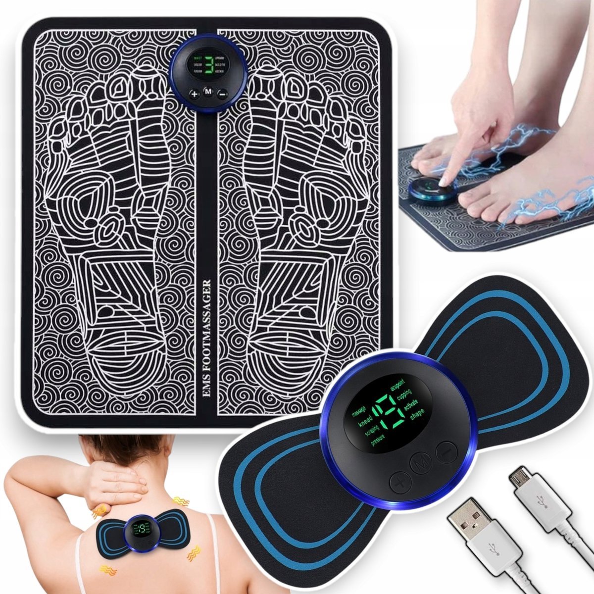 2X Masażer Mata Ems Do Stóp I Szyi Elektrostymulator Masujący Kark Mięśni