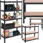 Szafy i regały magazynowe - Springos Regał metalowy z 5 półkami 150x75x30cm 675kg do garażu, piwnicy, czarny UNIWERSALNY - miniaturka - grafika 1