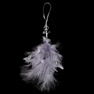 Ozdoby bożonarodzeniowe - Aniołek z piór, do powieszenia 10 x 17 x 10 cm, szary, zestaw 6 szt. - miniaturka - grafika 1