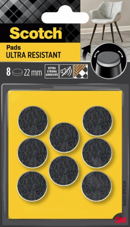 Ultra odporne podkładki filcowe SCOTCH, okrągłe, 22mm, 8 szt., czarno-białe