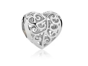 Pandora Valerio.pl Rodowany srebrny charms ażurowe serce serduszko heart srebro 925 SY016R SY016R - Charmsy - miniaturka - grafika 1