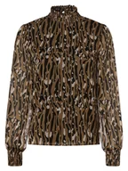 Koszule damskie - Vila - Bluzka damska VIFalia, beżowy|brązowy|wielokolorowy - miniaturka - grafika 1