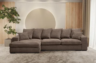 Sofa w kształcie L GABON narożnik funkcja spania tkanina Zoom brązowy lewy - Narożniki - miniaturka - grafika 1