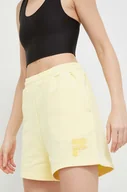 Spodenki damskie - Fila szorty bawełniane kolor żółty z aplikacją high waist - miniaturka - grafika 1