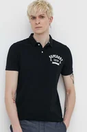Koszulki męskie - Superdry polo bawełniane kolor czarny z aplikacją - miniaturka - grafika 1