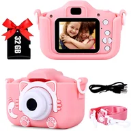 Aparaty Cyfrowe - Aparat Fotograficzny Cyfrowy Dla Dzieci Kamera + Karta 32 Gb Różowy - miniaturka - grafika 1