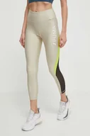 Legginsy - Puma legginsy treningowe Fit Eversculpt kolor beżowy z nadrukiem 524798 - miniaturka - grafika 1