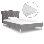 Łóżka - vidaXL Łóżko z materacem, jasnoszare, tkanina, 90 x 200 cm - miniaturka - grafika 1