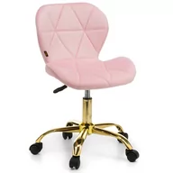 Krzesła - Krzesło obrotowe welurowe ART118S różowe #67, złote nogi - miniaturka - grafika 1