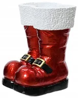 Ozdoby bożonarodzeniowe - Buty Św. Mikołaja magnezowe z białym futerkiem 21,7x24,4x30,9cm - miniaturka - grafika 1