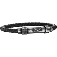 Bransolety męskie - Bransoletka Męska Police S14ALB02B Skórzany 19 cm - miniaturka - grafika 1