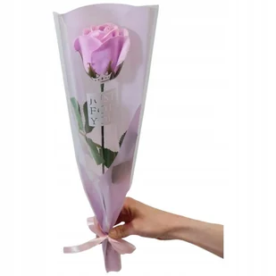 Bukiet róża mydlana pachnąca jak żywa 43 cm lila PREZENT zakończenie roku - Sztuczne kwiaty - miniaturka - grafika 1