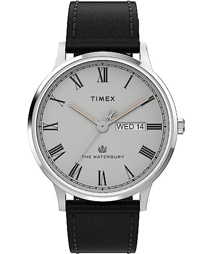 Timex Waterbury Męski skórzany pasek 40 mm z szybkim odpinaniem TW2W46900, Czarny, Klasyczny