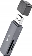 Czytniki kart pamięci - Czytnik Hoco HOCO czytnik kart pamięci 2w1 USB A 2.0 HB45 szary - miniaturka - grafika 1