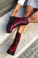 Botki damskie - Czerwone botki Caroline - BBAL - miniaturka - grafika 1