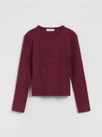 Bluzki dla dziewczynek - Reserved - Koszulka z wypukłą aplikacją - bordowy - miniaturka - grafika 1