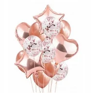 Balony i akcesoria - Zestaw balonów ROSE GOLD urodziny dekoracje urodzinowe różowe złoto roczek - miniaturka - grafika 1