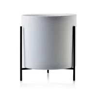 Donice - NEVA Doniczka 12xh14,5cm biała metalowy stojak - miniaturka - grafika 1