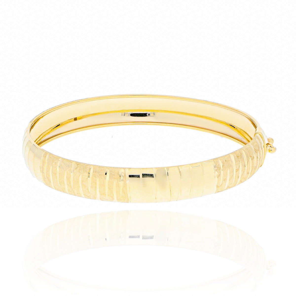 Złota bransoletka bangl zdobiona owalna sztywna pr. 585