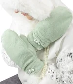 Rękawiczki - Rękawiczki Damskie Ciepłe z futerkiem ocieplane ozdobione perłami - miniaturka - grafika 1