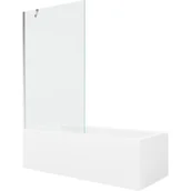 Wanny - Mexen Cubik wanna prostokątna 170 x 70 cm z obudową i parawanem 1-skrzydłowym 100 cm, transparent, chrom - miniaturka - grafika 1
