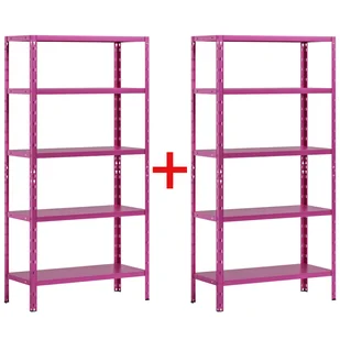 Regał półkowy 1+1 GRATIS, 1800x900x400 mmmm, 5 półek, nośność półki 70 kg, fioletowy - Szafy i regały magazynowe - miniaturka - grafika 1