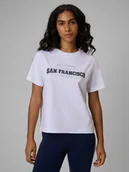 Koszulki i topy damskie - 4F T-shirt boxy z nadrukiem damski - biały XS - miniaturka - grafika 1