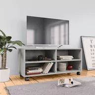 Szafki RTV - vidaXL Szafka pod TV z kółkami, kolor betonowy szary, 90x35x35 cm - miniaturka - grafika 1