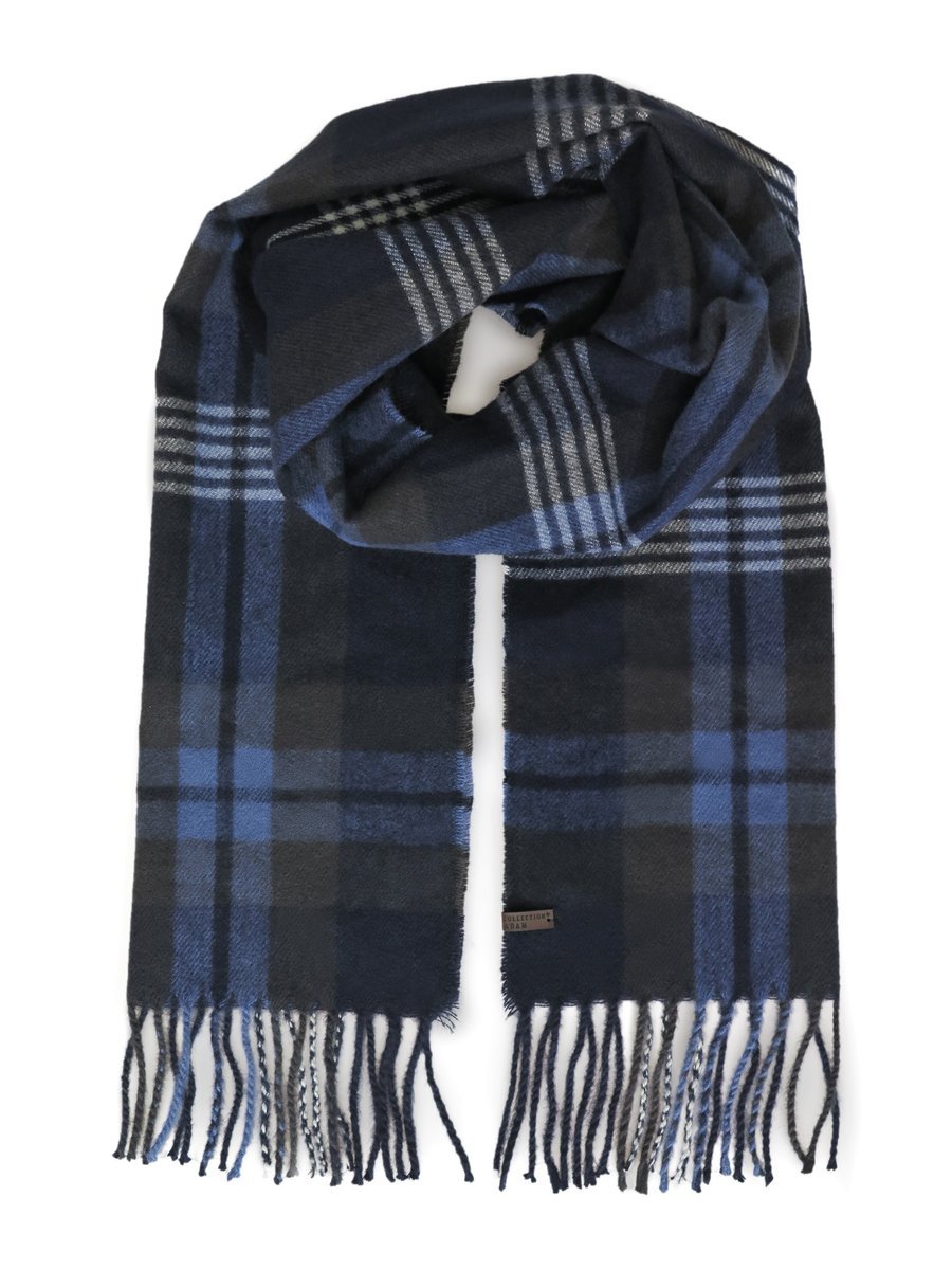 Szaro-niebieski szalik męski w kratę R49