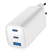 Ładowarki do telefonów - Ładowarka PowerDelivery 1xA 2xC GaN 65W Biała - miniaturka - grafika 1