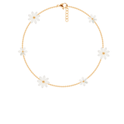 Bransoletki - Bransoletka Flowers na łańcuszku z niezapominajkami z masy perłowej pozłacana - Lilou - miniaturka - grafika 1