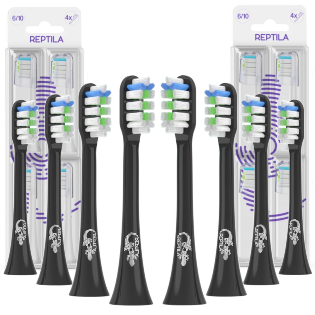 8x Końcówki do szczoteczki Soocas X5 X3u X3 czarne 8 sztuk ZAPAS KOŃCÓWKA Reptila