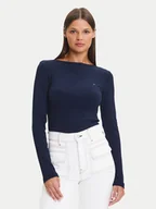 Bluzki damskie - Tommy Hilfiger Bluzka WW0WW47309 Granatowy Slim Fit - miniaturka - grafika 1