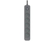 Listwy zasilające - Listwa zasilająca antyprzepięciowa TRACER Power Line+ 1,8 m Graphite (5 gniazd) - miniaturka - grafika 1
