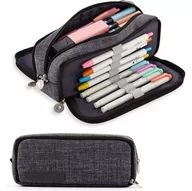 Piórniki - Piórnik Komorowy Szary 3W1 Duży Rozkładany Saszetka Szkolny Dla Dziecka - miniaturka - grafika 1