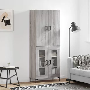 vidaXL Witrynka szary dąb sonoma 69,5x34x180cm materiał drewnopochodny - Witryny - miniaturka - grafika 1