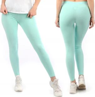Legginsy damskie długie Polskie Getry Bawełniane Miętowe XXXL - Legginsy - miniaturka - grafika 1