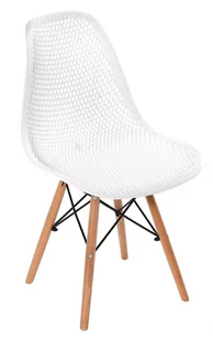Krzesło Drewniane Skandynawskie Białe Ażurowe - Krzesła - miniaturka - grafika 1