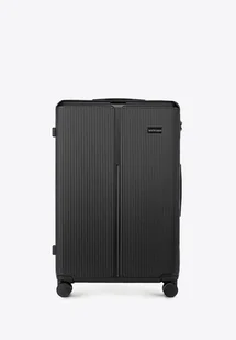 Duża walizka z ABS-u w drobne paski czarna - Walizki Duża walizka z ABS-u w drobne paski czarna - Walizki - miniaturka - grafika 1