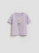 Bluzki dla niemowląt - Reserved - Bawełniany t-shirt z nadrukiem - lawendowy - miniaturka - grafika 1