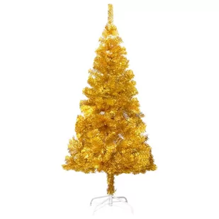 vidaXL Lumarko Sztuczna choinka ze stojakiem, złota, 120 cm, PET 329185 - Choinki - miniaturka - grafika 1